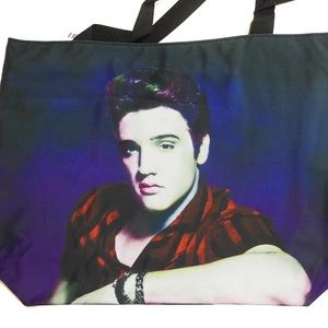 Elvis Presley black blue bag purse tote wearing red flannel